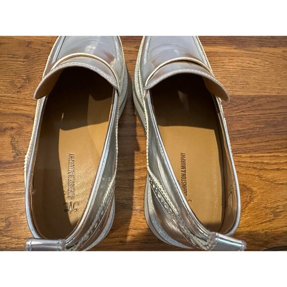 Johnston & Murphy Women’s Gracelyn Platform Loafer Silver Glitter Size 9 Modern - Picture 9 of 11